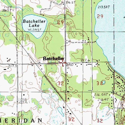 Topographic Map of Batcheller, MI