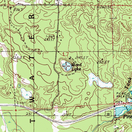 Topographic Map of Ward Lake, MI