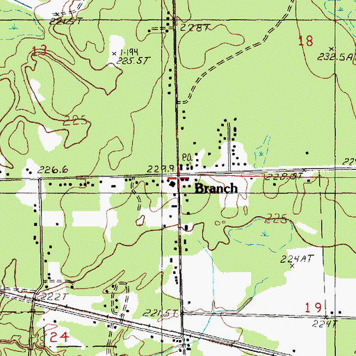 Topographic Map of Branch, MI