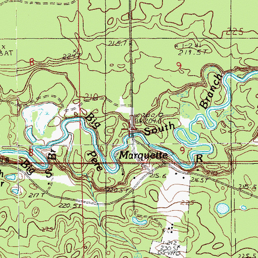 Topographic Map of Campbell Bridge, MI