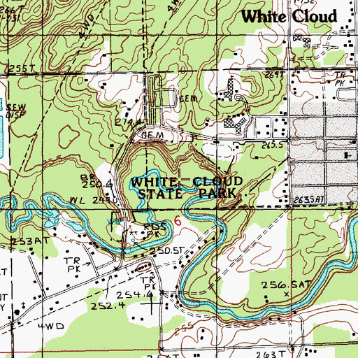 Topographic Map of White Cloud State Park, MI