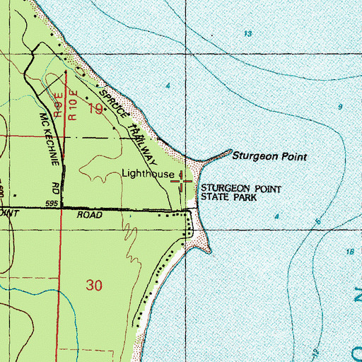 Topographic Map of Sturgeon Point Light, MI