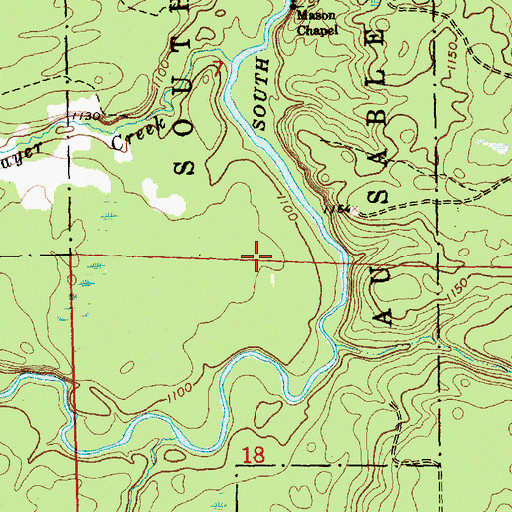 Topographic Map of South Branch Au Sable River Area, MI