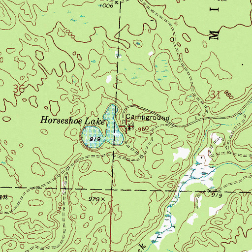 Topographic Map of Horseshoe Lake Campground, MI