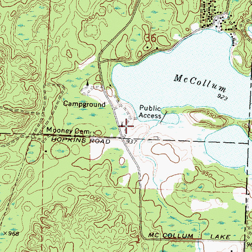 Topographic Map of McCollum Lake Recreation Site, MI
