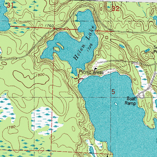 Topographic Map of Clark Lake Picnic Area, MI