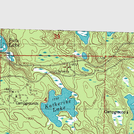 Topographic Map of Silvania Entrance Station, MI