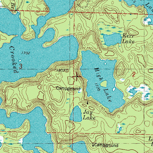 Topographic Map of Raccoon Campground, MI