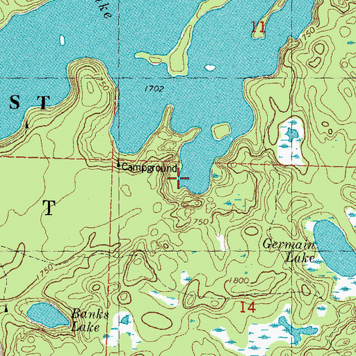 Topographic Map of Fisher Campground, MI