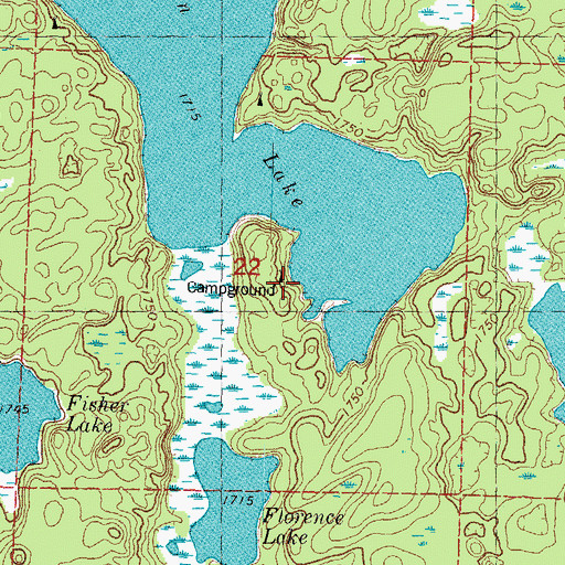 Topographic Map of Eagle Campground, MI