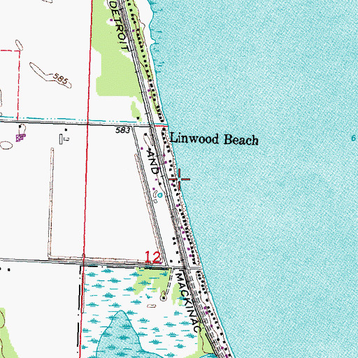 Topographic Map of Bay County, MI