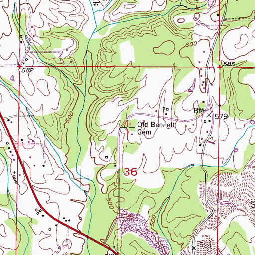 Topographic Map of Bennett Chapel, AL