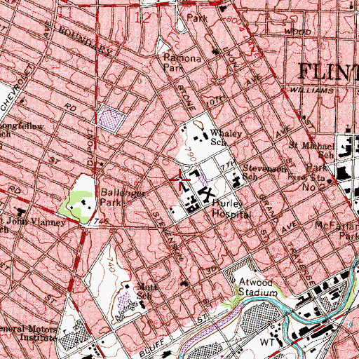 Topographic Map of Genesee County, MI