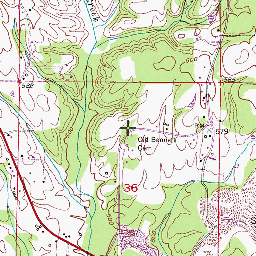 Topographic Map of Bennett School (historical), AL