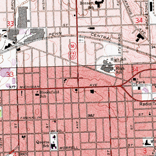 Topographic Map of Jackson County, MI