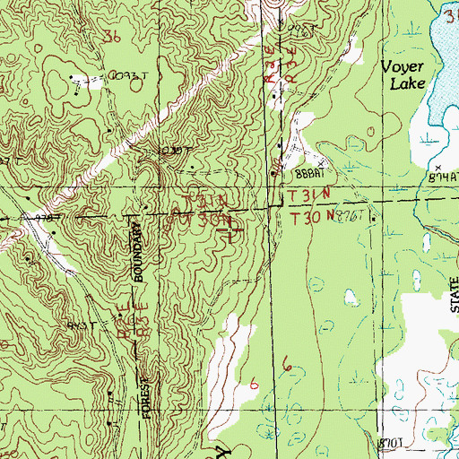 Topographic Map of Montmorency County, MI