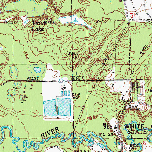 Topographic Map of Newaygo County, MI