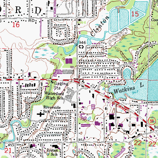 Topographic Map of Oakland County, MI