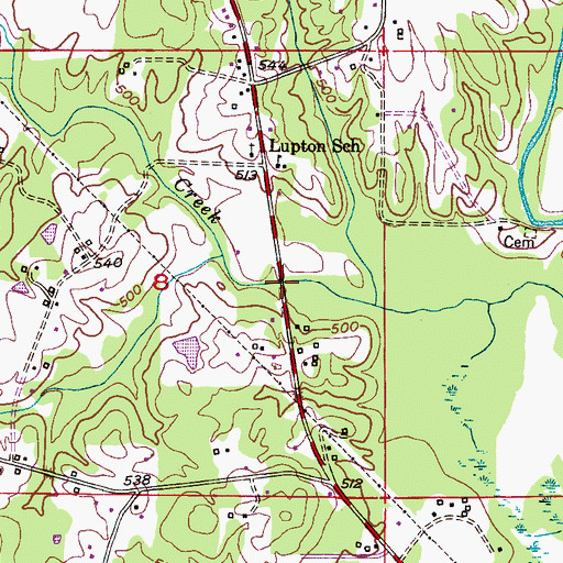 Topographic Map of Buck Creek Bridge, AL