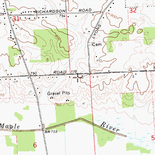 Topographic Map of Shiawassee County, MI