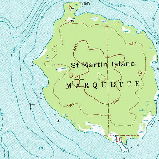 Topographic Map of Saint Martin Islands, MI