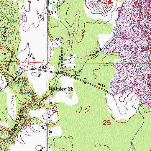 Topographic Map of Cheatham School (historical), AL