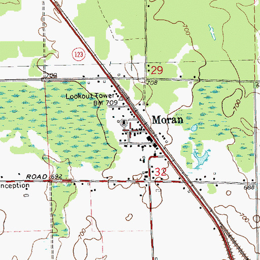 Topographic Map of Moran Work Station, MI