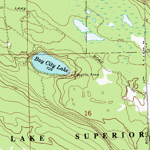 Topographic Map of Bay City Lake Campground, MI