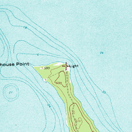 Topographic Map of Bois Blane Light, MI