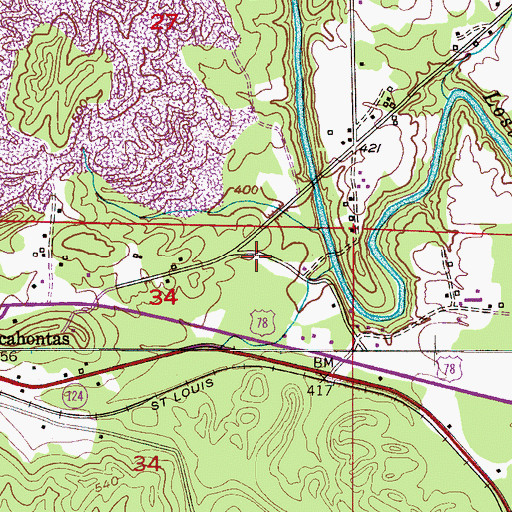 Topographic Map of Concord Church (historical), AL