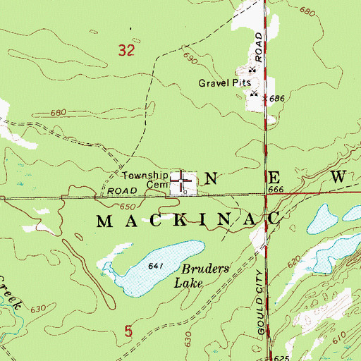 Topographic Map of Newton Township Cemetery, MI
