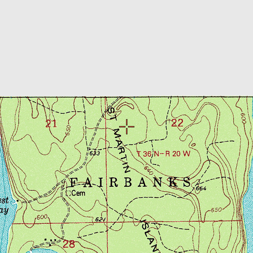 Topographic Map of Saint Martin Island, MI