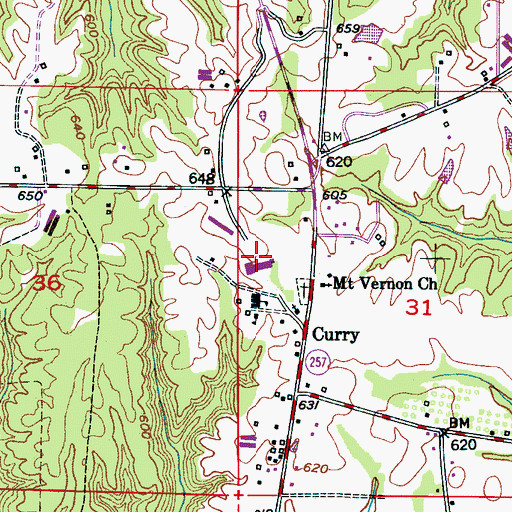 Topographic Map of Curry Elementary School, AL