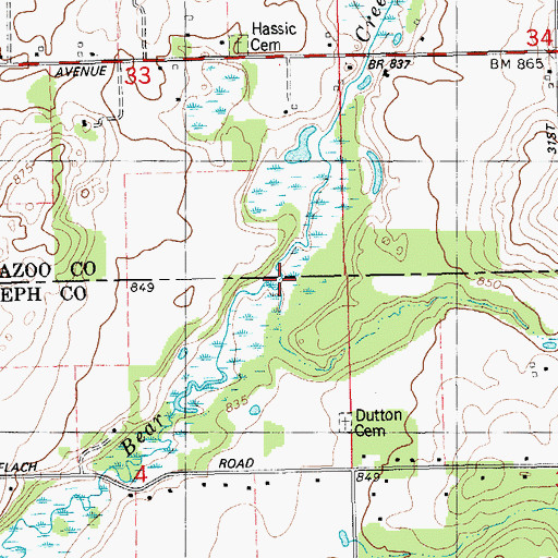 Topographic Map of Bear Creek, MI