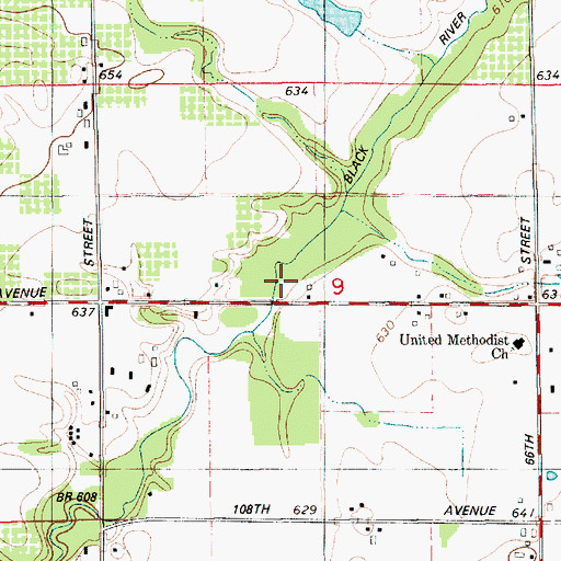Topographic Map of Black River Drain, MI