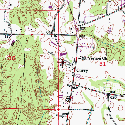 Topographic Map of Curry High School, AL