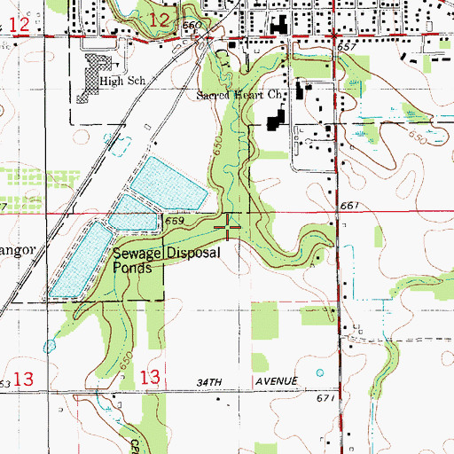 Topographic Map of Nelson Extension Drain, MI
