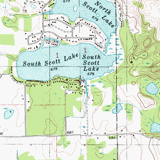 Topographic Map of Scott Lakes, MI