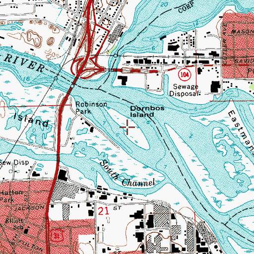 Topographic Map of Dornbos Island, MI