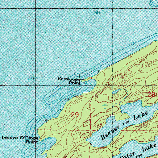 Topographic Map of Kamloops Point, MI