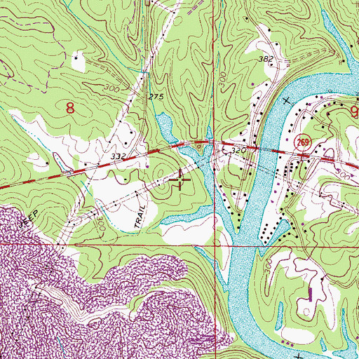 Topographic Map of Fords Cemetery, AL