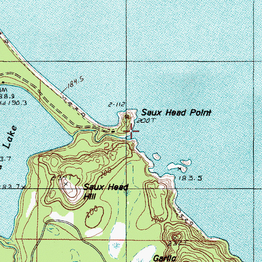 Topographic Map of Saux Head Point, MI