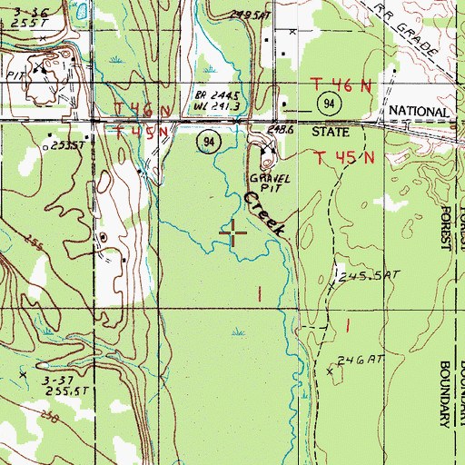 Topographic Map of Bohemian Creek, MI