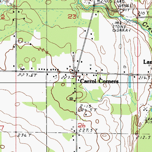 Topographic Map of Carroll Corners, MI