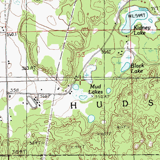 Topographic Map of Mud Lakes, MI