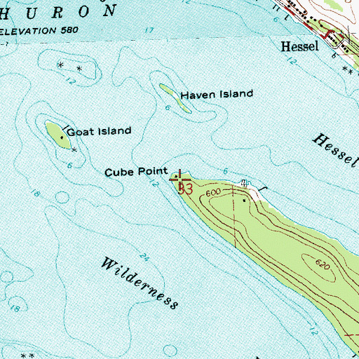 Topographic Map of Cube Point, MI
