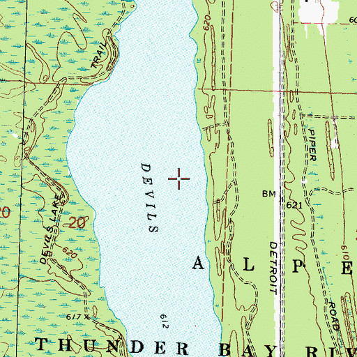 Topographic Map of Devils Lake, MI