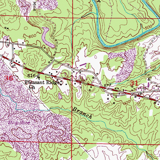 Topographic Map of Hills Store (historical), AL