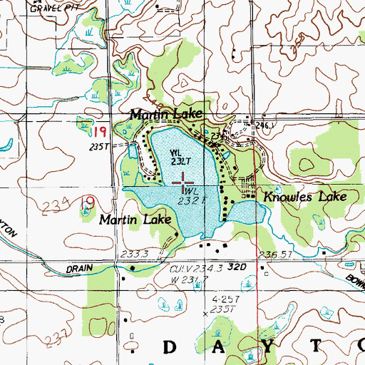 Topographic Map of Martin Lake, MI