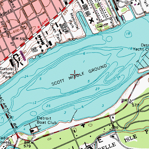 Topographic Map of Scott Middle Ground, MI
